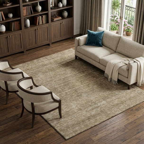 10' X 14' Wheat And Beige Geometric Washable Area Rug With UV Protection