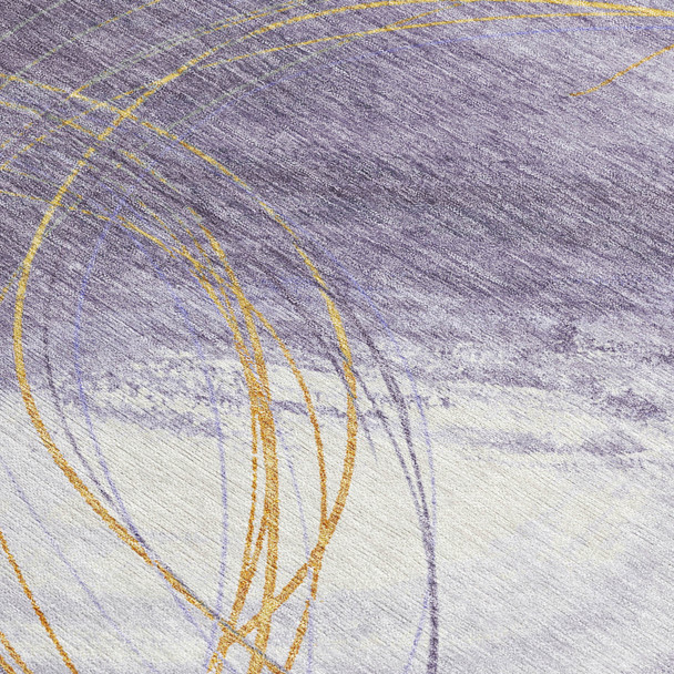 10' X 14' Purple Gold And Ivory Abstract Washable Indoor Outdoor Area Rug