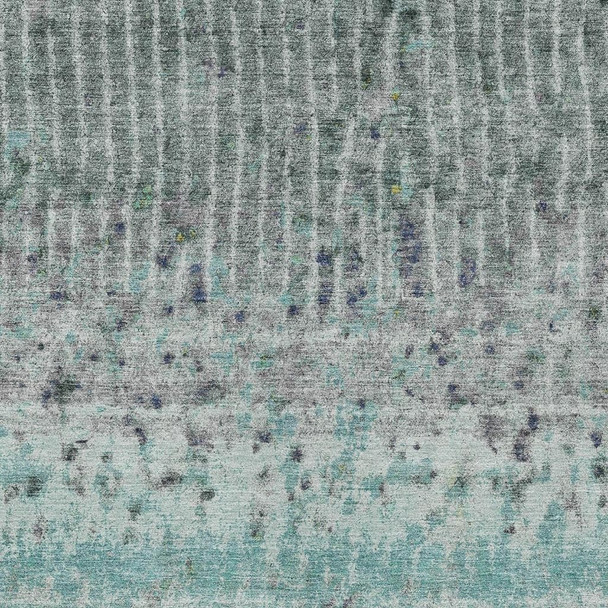 9' X 12' Teal Blue Gold And Gray Abstract Washable Indoor Outdoor Area Rug