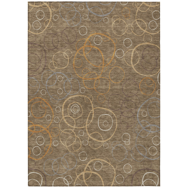 10' X 14' Brown Copper And Ivory Geometric Washable Indoor Outdoor Area Rug