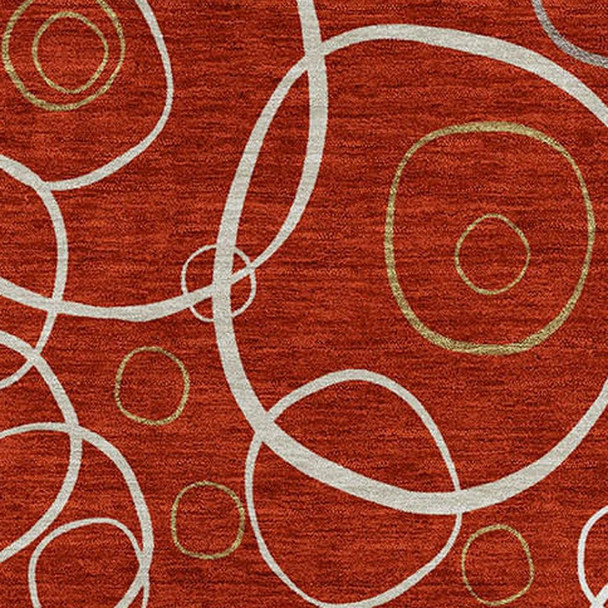 8' X 10' Red And Ivory Geometric Washable Indoor Outdoor Area Rug
