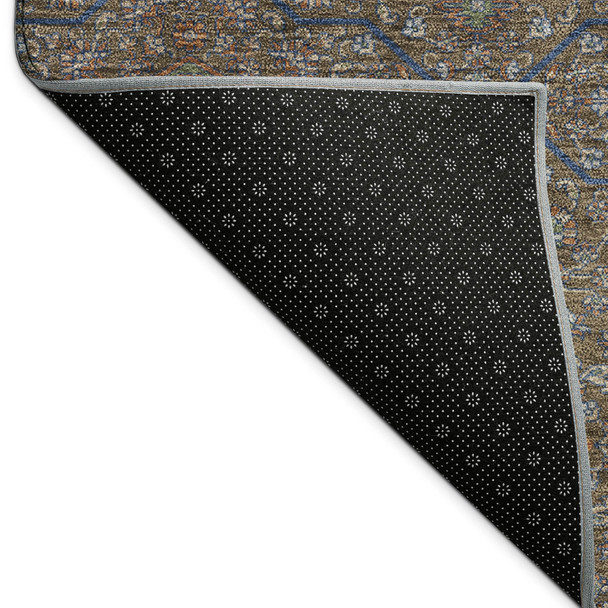 3' X 5' Chocolate Gray And Terra Cotta Oriental Washable Indoor Outdoor Area Rug