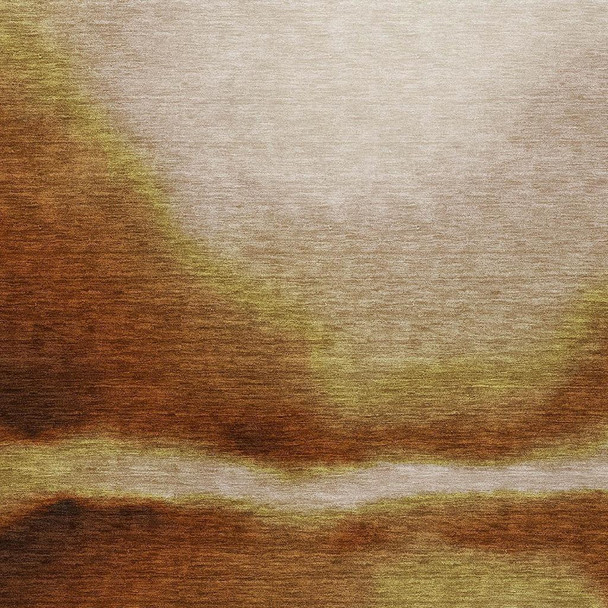 3' X 5' Rust Copper And Beige Abstract Washable Indoor Outdoor Area Rug