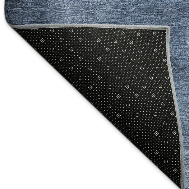 8' X 10' Navy Blue Charcoal And Sky Blue Abstract Washable Indoor Outdoor Area Rug