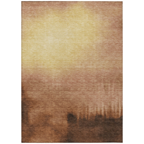 9' X 12' Rust Orange And Wheat Abstract Washable Indoor Outdoor Area Rug