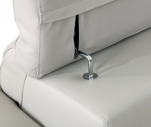 51" Gray And Silver Genuine Leather Chair and a Half