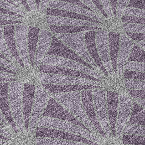8' X 10' Purple And Silver Seashell Washable Indoor Outdoor Area Rug