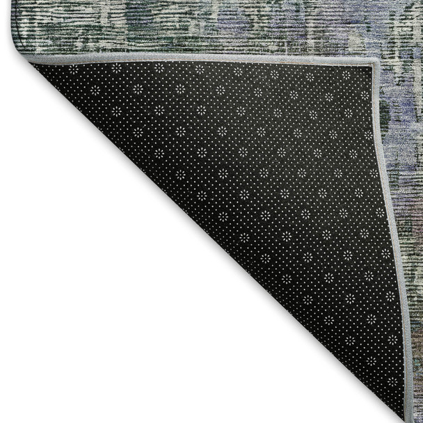 9' X 12' Fern Green Blue And Beige Abstract Washable Area Rug With UV Protection