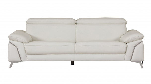 Three Piece Indoor White Italian Leather Six Person Seating Set