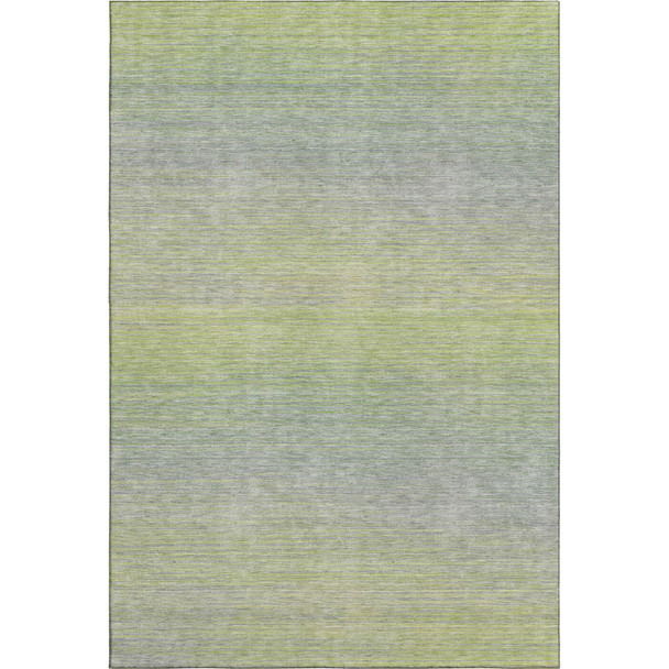 3' X 5' Artichoke Green And Gray Striped Washable Area Rug With UV Protection