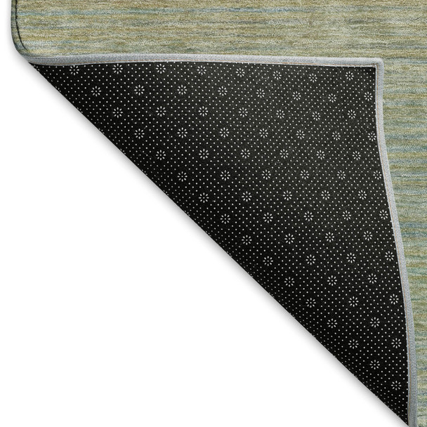 8' X 8' Blue Beige And Taupe Striped Washable Round Rug With UV Protection