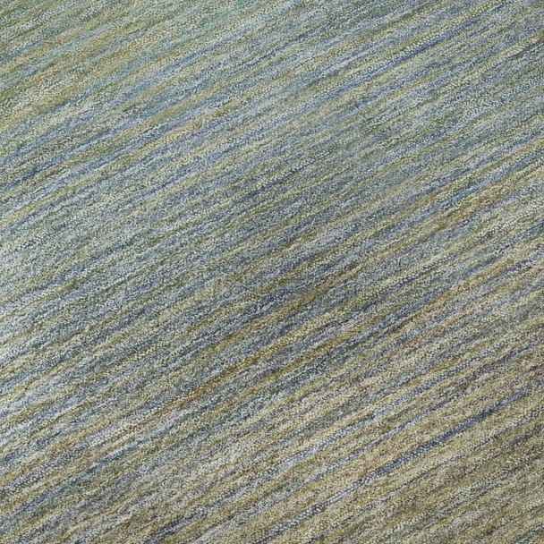 9' X 12' Blue Beige And Taupe Striped Washable Area Rug With UV Protection