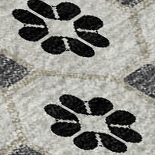 10' X 14' Ivory Black And Gray Geometric Washable Area Rug With UV Protection