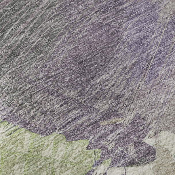 10' X 14' Artichoke Green Ivory And Taupe Abstract Washable Area Rug With UV Protection