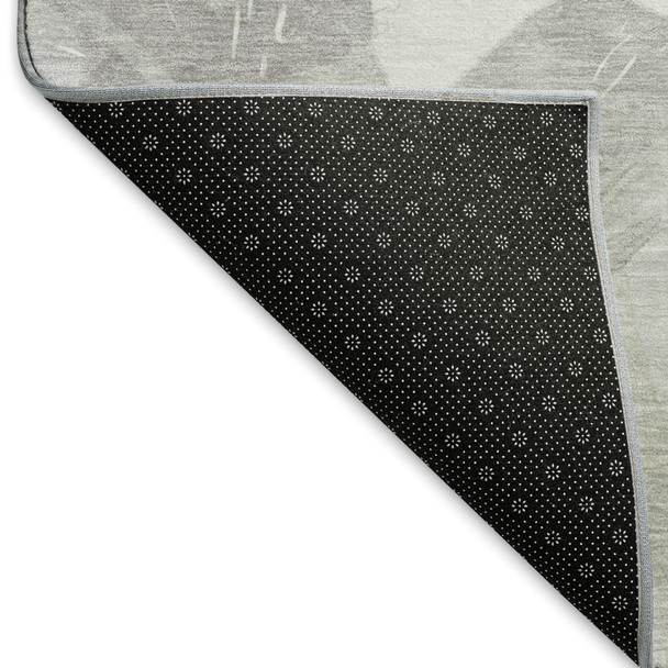 3' X 5' Beige Gray And Ivory Floral Washable Area Rug With UV Protection