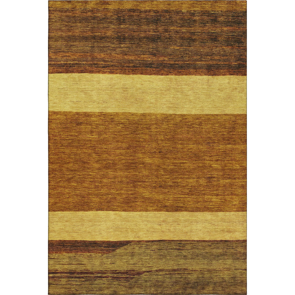 3' X 5' Terra Cotta Gold And Brown Striped Washable Area Rug With UV Protection