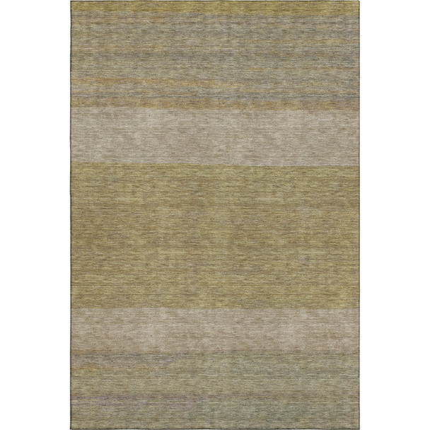 5' X 8' Wheat Gold And Linen Striped Washable Area Rug With UV Protection