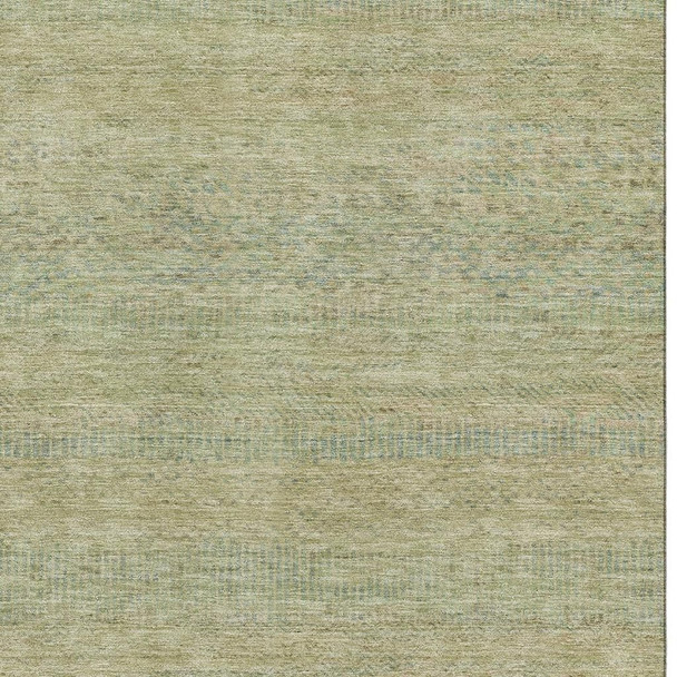 3' X 5' Wheat Gold And Green Striped Washable Area Rug With UV Protection