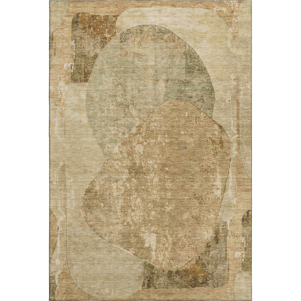 3' X 5' Brown And Beige Abstract Washable Area Rug With UV Protection