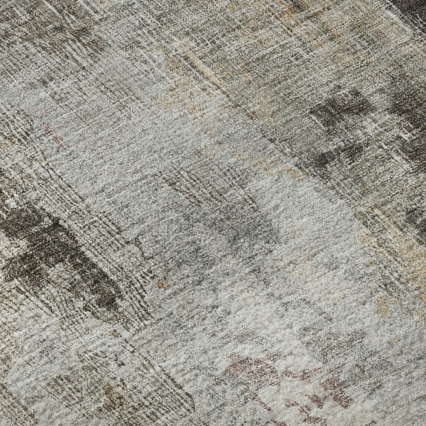 5' X 8' Gray Rust And Ivory Abstract Washable Area Rug With UV Protection