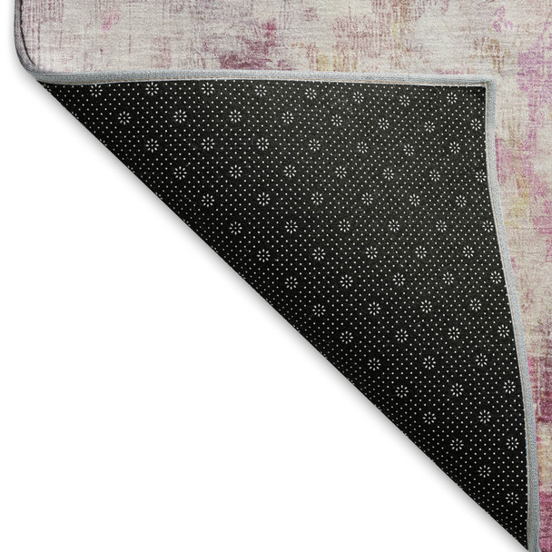 10' X 14' Pink Peach And Ivory Abstract Washable Area Rug With UV Protection