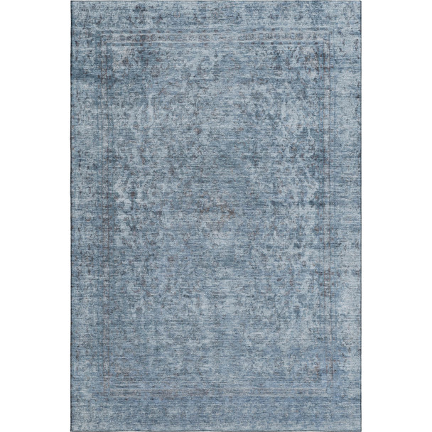 3' X 5' Blue And Gray Oriental Washable Area Rug With UV Protection