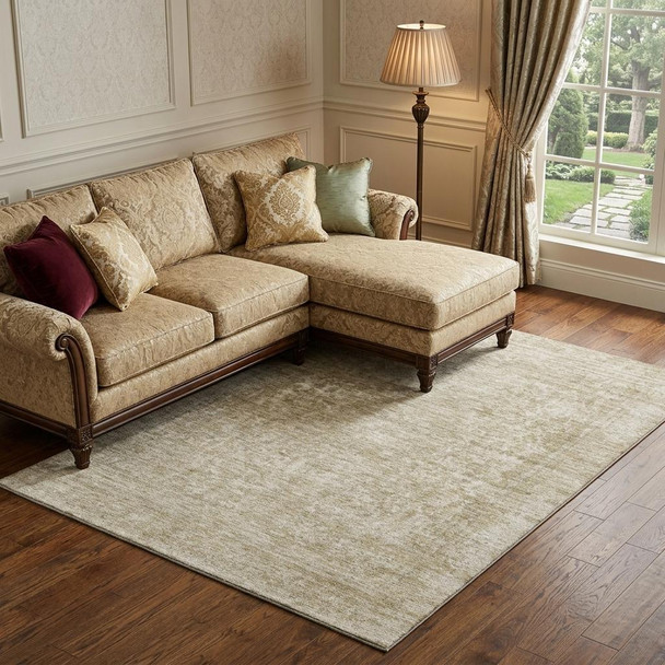 9' X 12' Tan And Beige Oriental Washable Area Rug With UV Protection