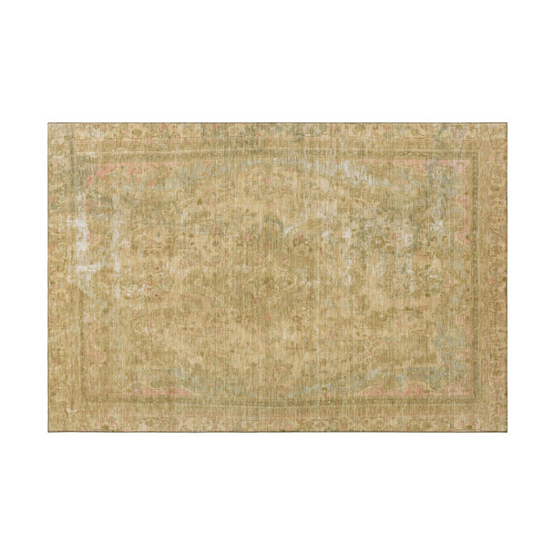3' X 5' Coral And Beige Floral Medallion Washable Area Rug With UV Protection