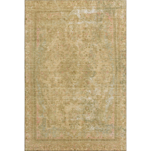 10' X 14' Coral And Beige Floral Medallion Washable Area Rug With UV Protection