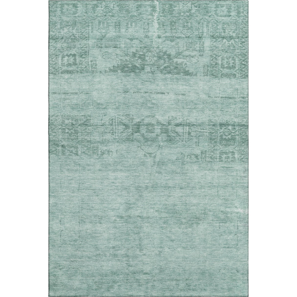 8' X 10' Aqua And Teal Oriental Washable Area Rug With UV Protection