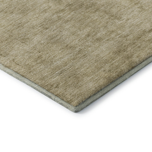 3' X 5' Beige And Taupe Oriental Washable Area Rug With UV Protection