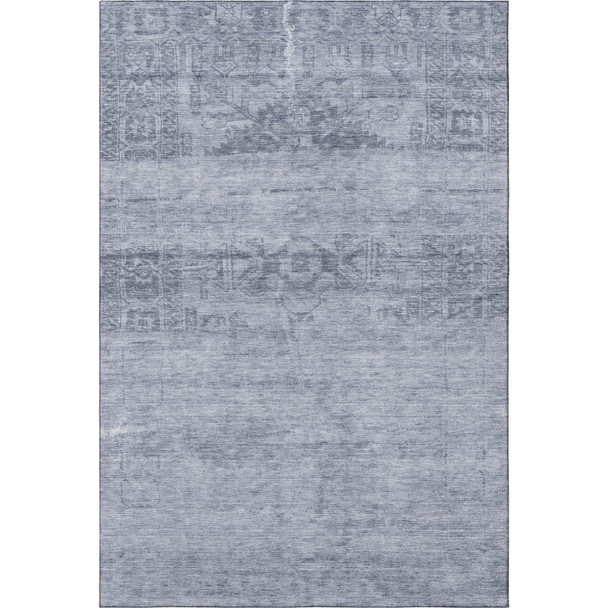5' X 8' Denim Blue And Sky Blue Oriental Washable Area Rug With UV Protection