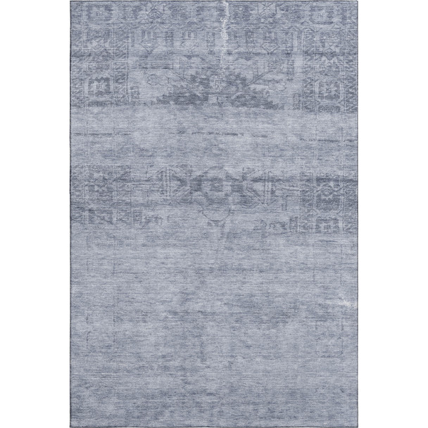 10' X 14' Denim Blue And Sky Blue Oriental Washable Area Rug With UV Protection