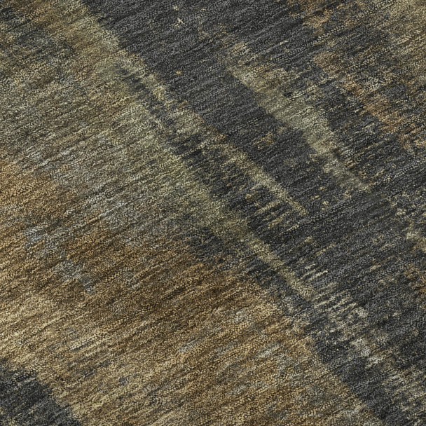 10' X 14' Charcoal Gold And Copper Abstract Washable Area Rug With UV Protection