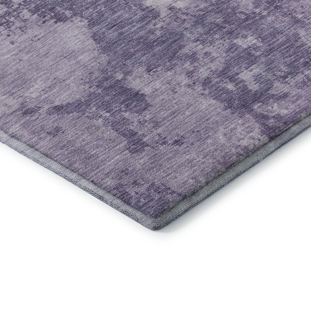 8' Plum And Lavender Abstract Washable Round Rug With UV Protection