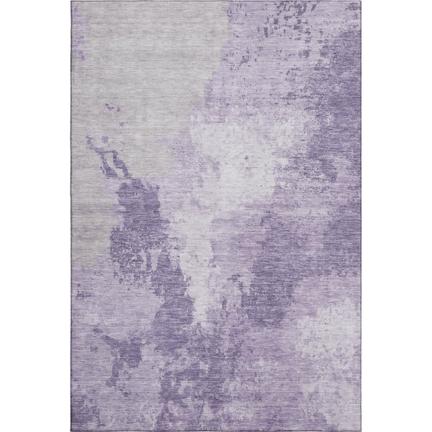 10' X 14' Plum And Lavender Abstract Washable Area Rug With UV Protection
