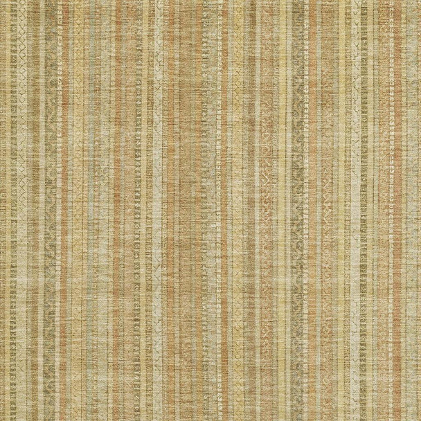 5' X 8' Wheat Gold And Beige Striped Washable Area Rug With UV Protection