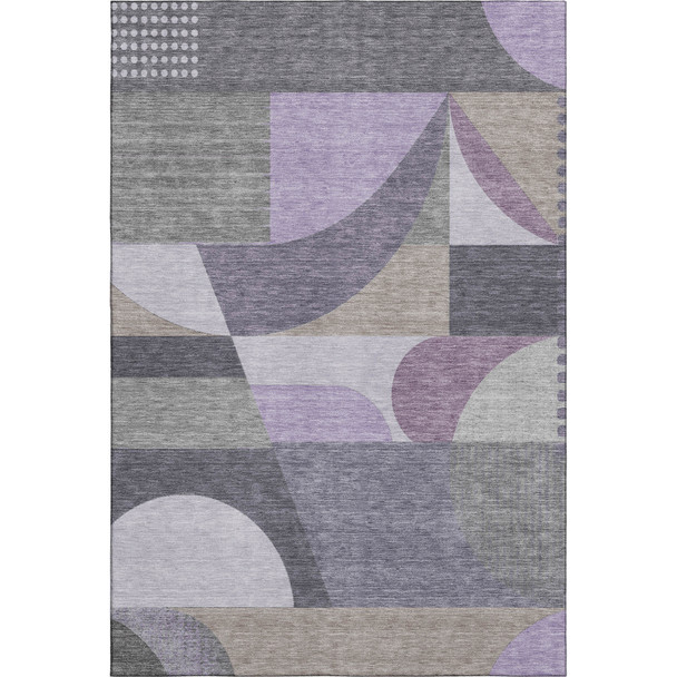 3' X 5' Purple Gray And Beige Geometric Washable Area Rug With UV Protection