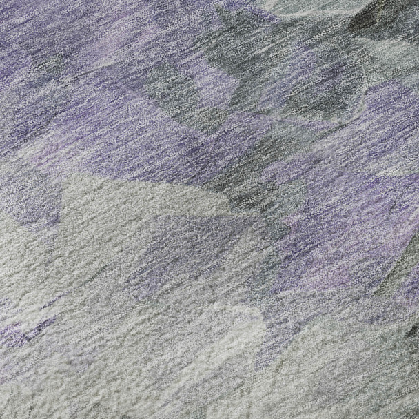 8' X 10' Lavender Gray And Silver Abstract Washable Area Rug With UV Protection