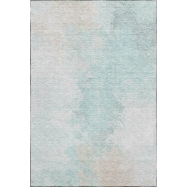 3' X 5' Pale Aqua Gray And Ivory Abstract Washable Area Rug With UV Protection