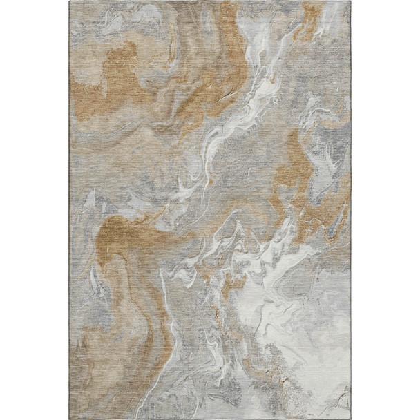 9' X 12' Graphite Beige And Ivory Abstract Washable Area Rug With UV Protection