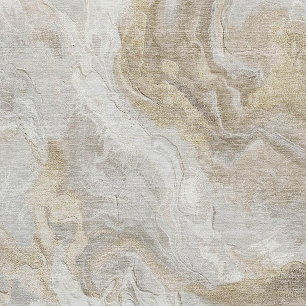 10' X 14' Ivory Tan And Beige Abstract Washable Area Rug With UV Protection