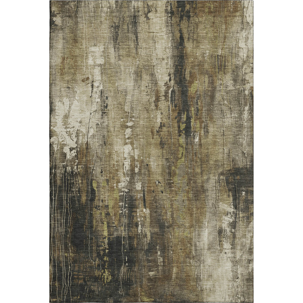 10' X 14' Beige Charcoal And Ivory Abstract Washable Area Rug With UV Protection