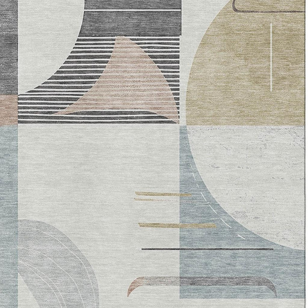 10' X 14' Rust Ivory And Gray Geometric Washable Area Rug With UV Protection