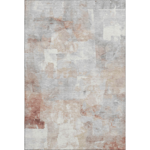 3' X 5' Rust Gray And Silver Abstract Washable Area Rug With UV Protection