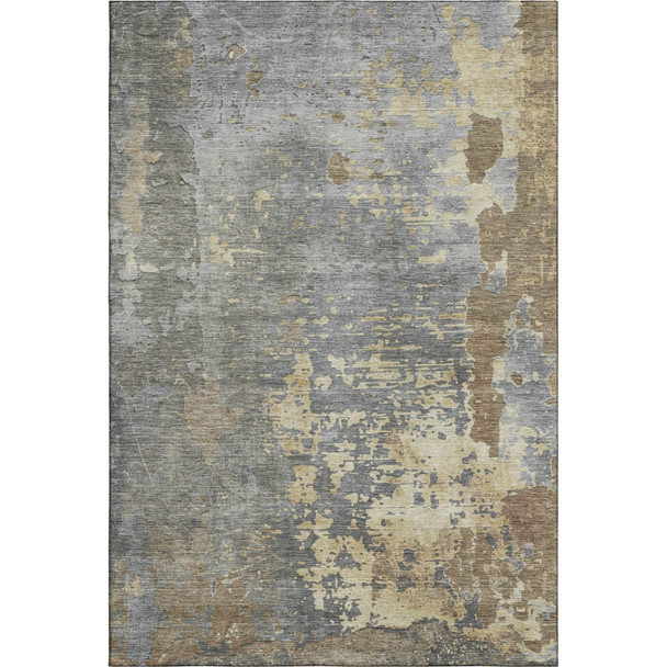 10' X 14' Taupe Brown And Gray Abstract Washable Area Rug With UV Protection
