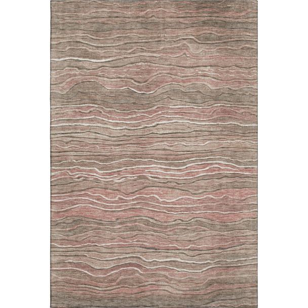 9' X 12' Coffee Copper And Beige Striped Washable Area Rug With UV Protection