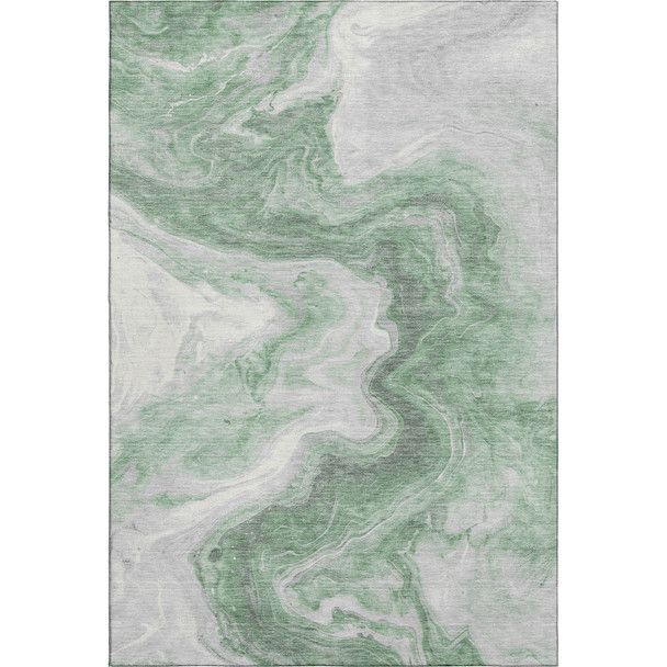 10' X 14' Green Gray And Silver Abstract Washable Area Rug With UV Protection