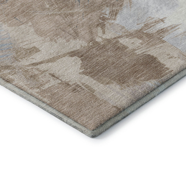 9' X 12' Rust Gray And Ivory Abstract Washable Area Rug With UV Protection