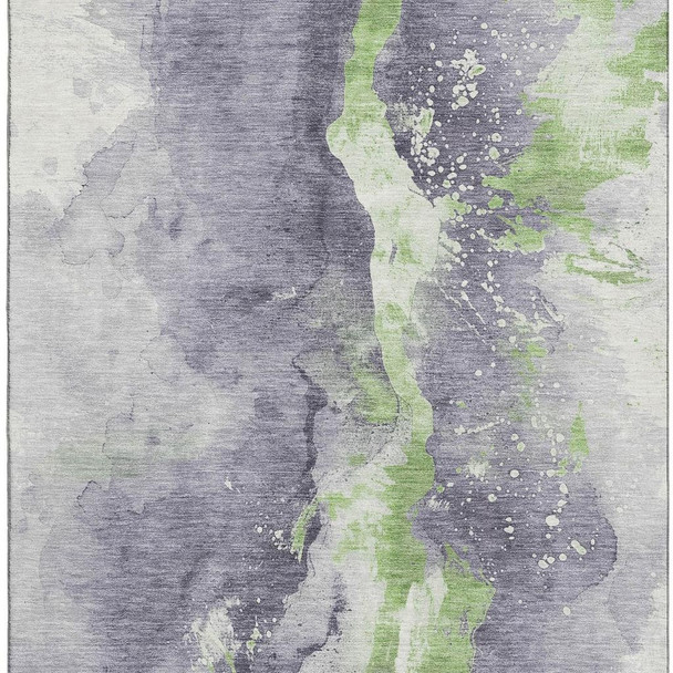 9' X 12' Lavender Green And Ivory Abstract Washable Area Rug With UV Protection